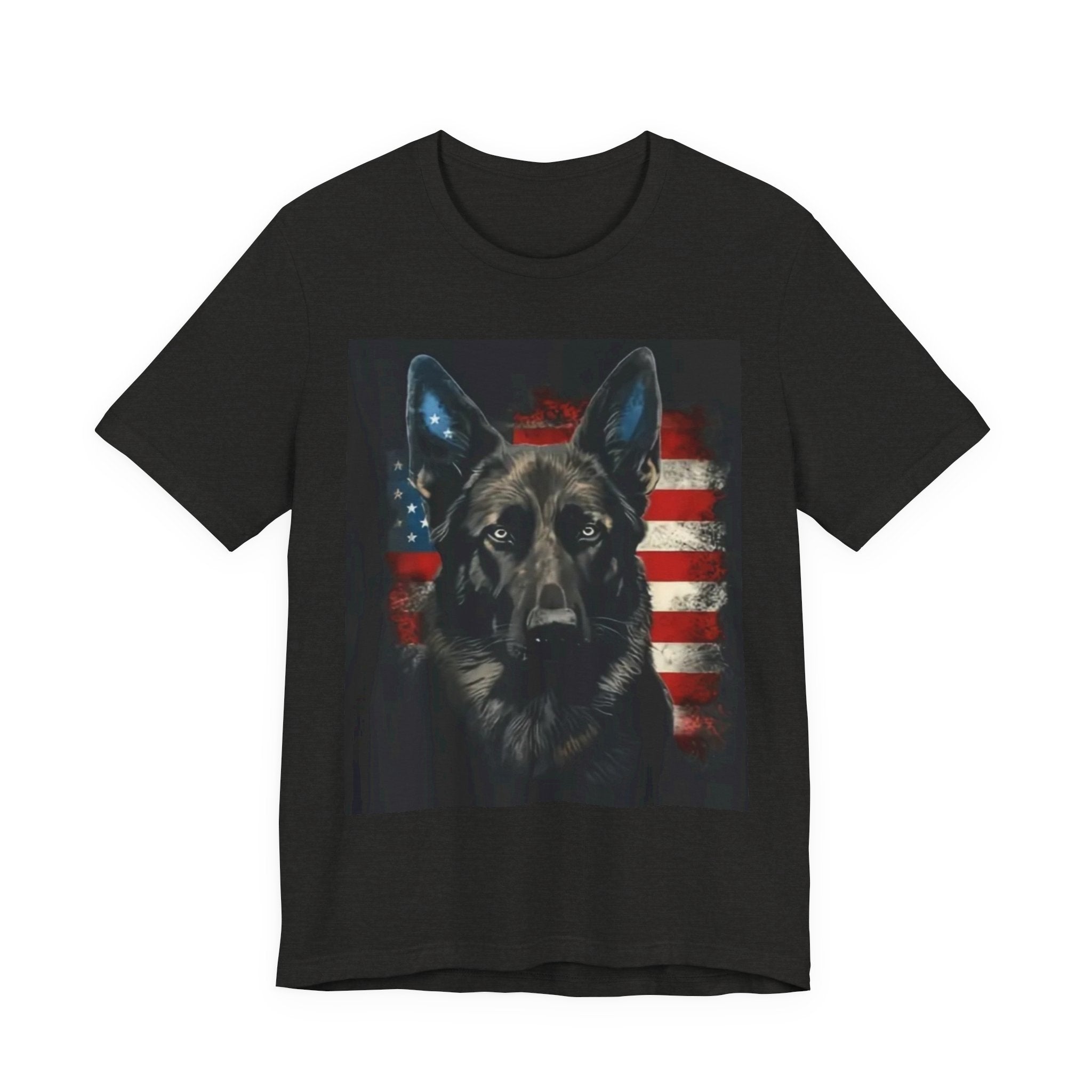 German Shepherd Patriotic T-Shirt — Belgian Malinios Tee, American Flag Dog Tee