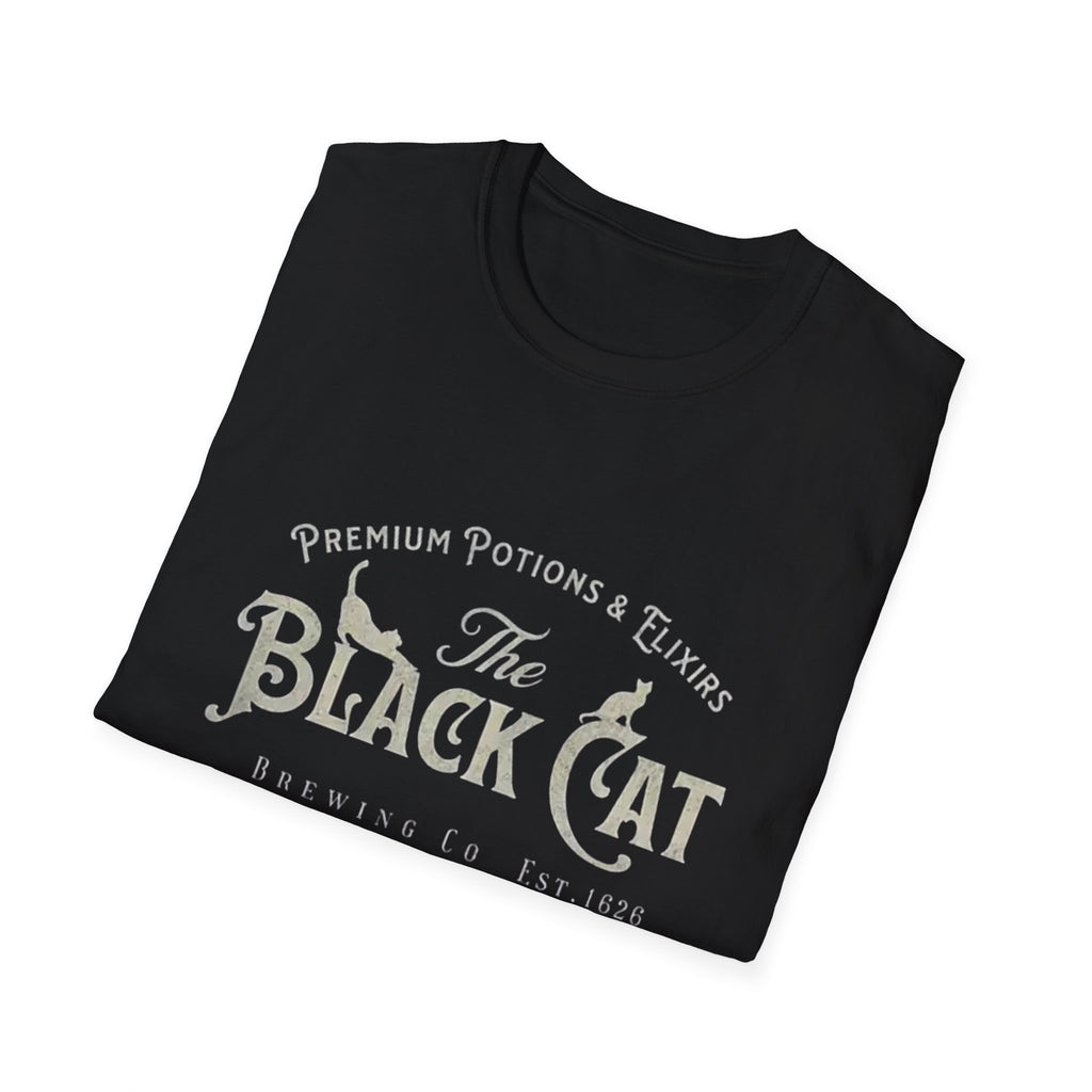 Vintage Black Cat Graphic T-Shirt, Witchy Shirt, Halloween Apparel, Softstyle Tee, Gift for Cat Lovers, Salem MA Merch