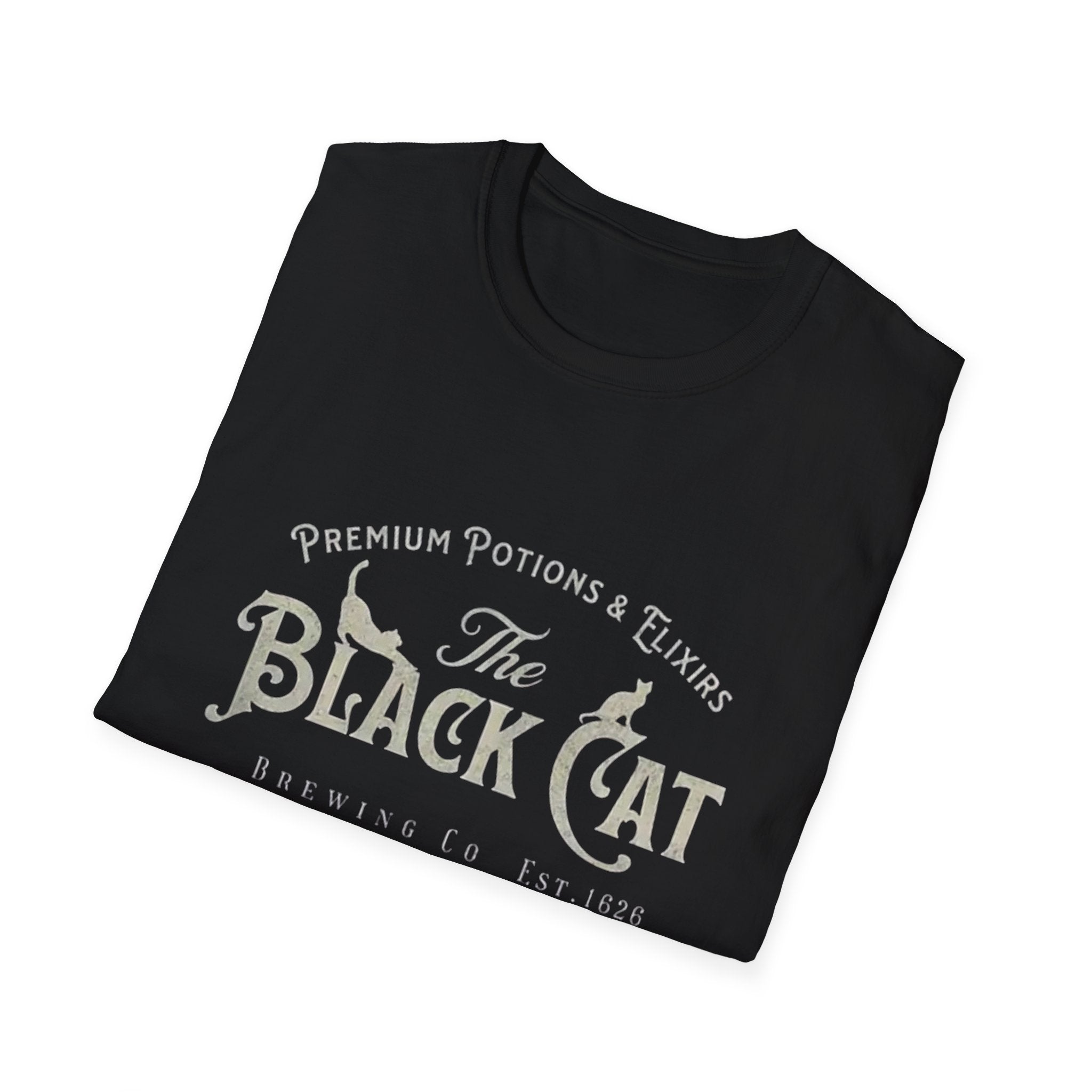Vintage Black Cat Graphic T-Shirt, Witchy Shirt, Halloween Apparel, Softstyle Tee, Gift for Cat Lovers, Salem MA Merch