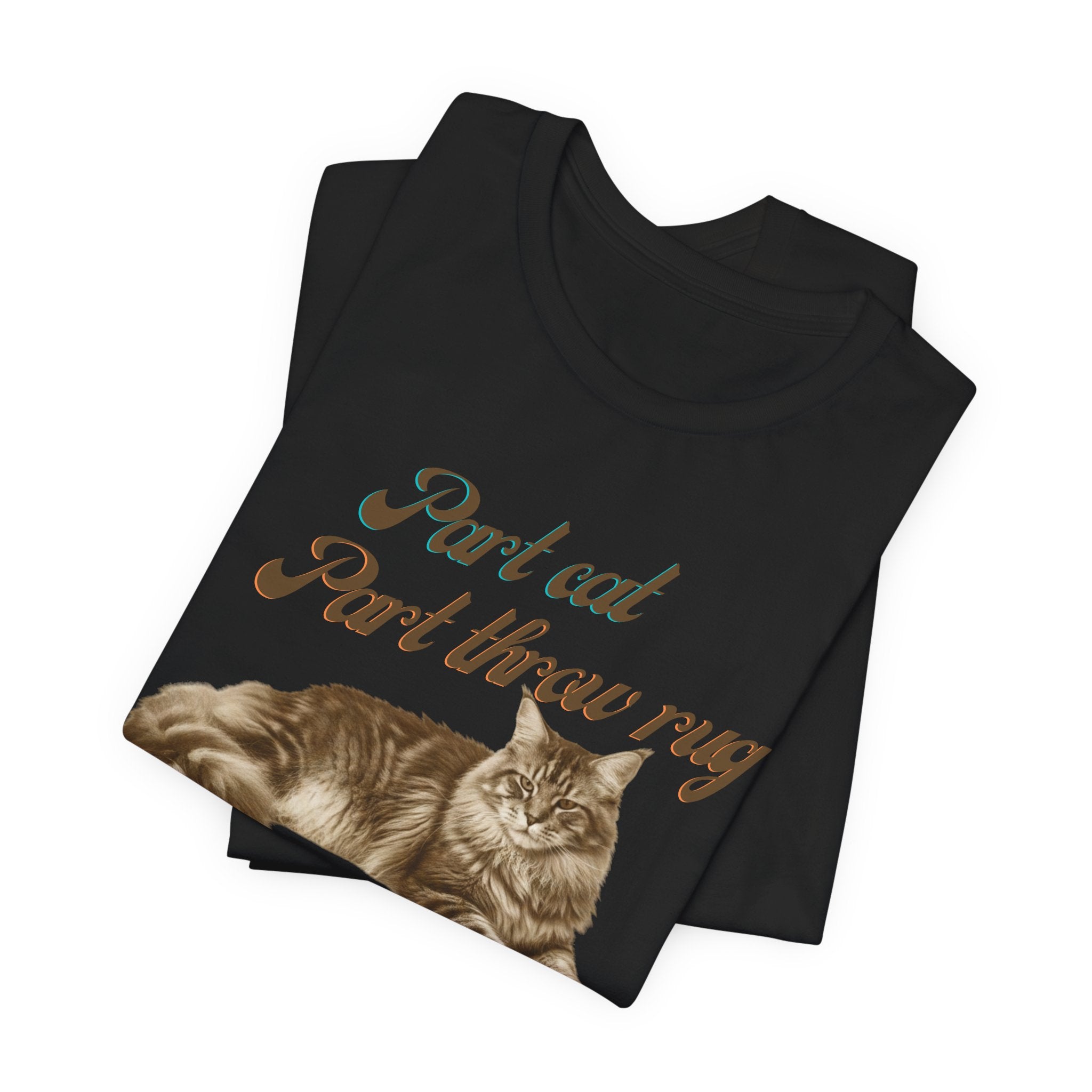 Maine Coon Cat T-Shirt | Vintage Maine Coon Cat Illustration, Part Cat Part throw rug