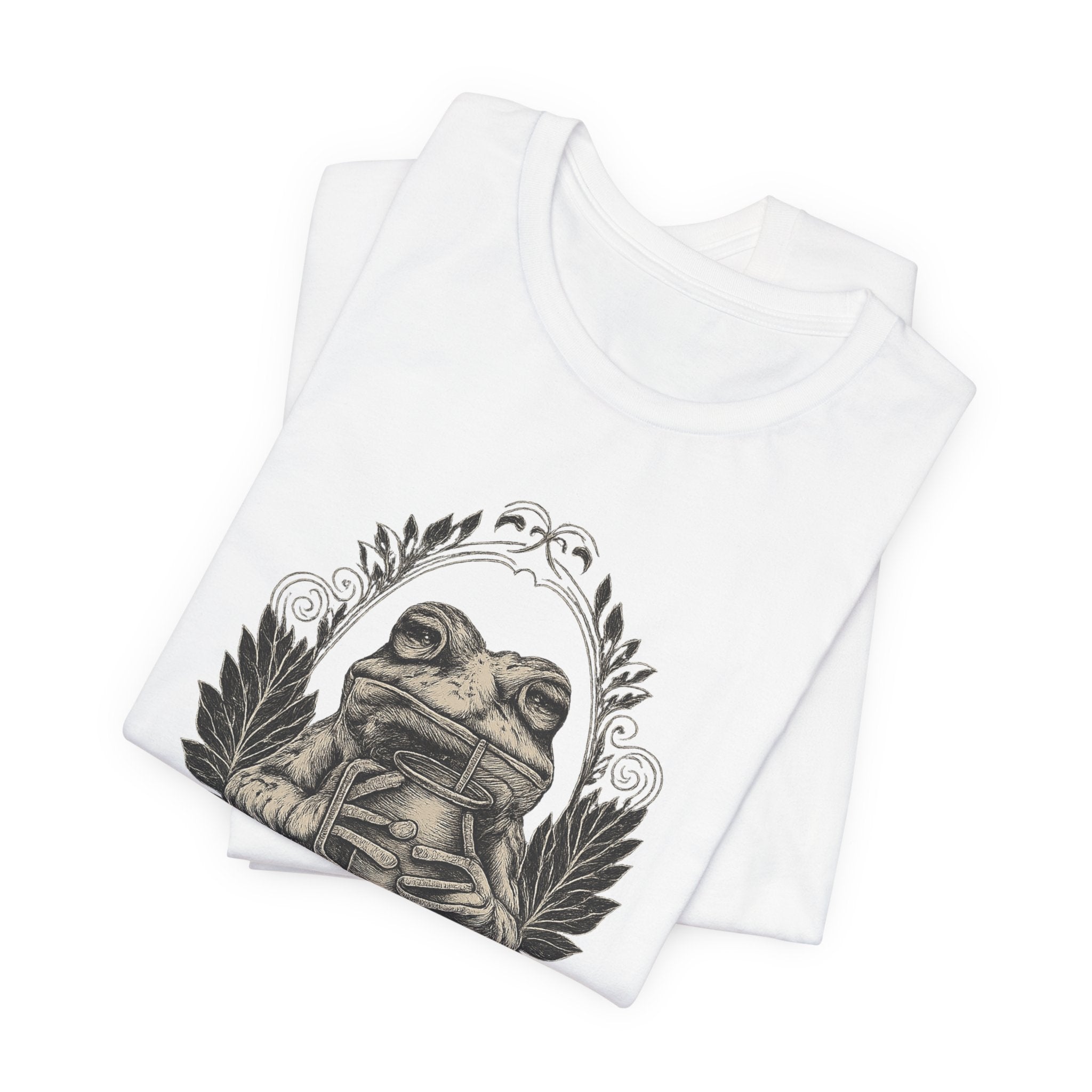 Frog drinkingT‑Shirt — Hydrate Before You DiedrateVintage Booklover Graphic Tee (“To Be at Peace You Deliberate”)