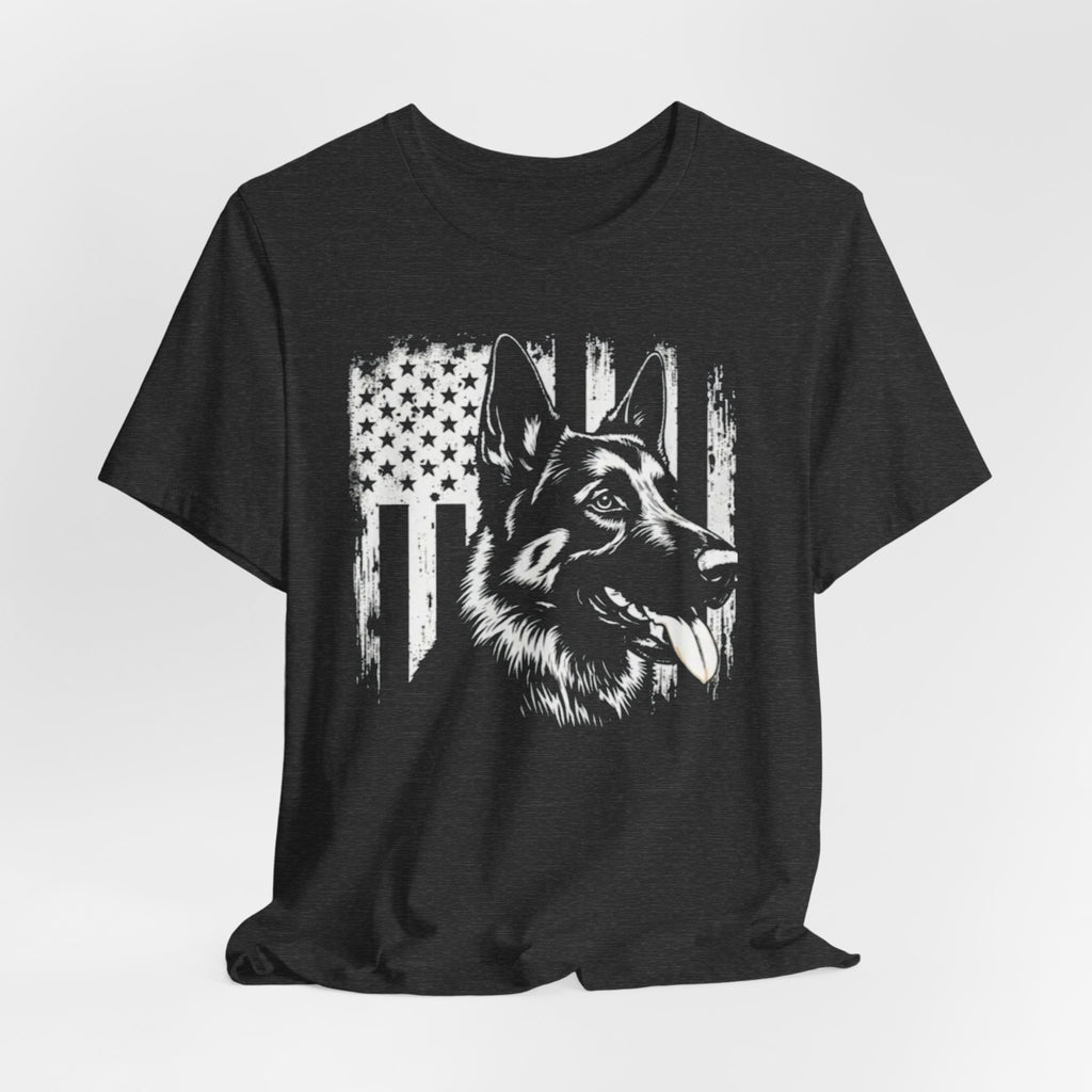 German Shepherd American Flag T‑Shirt — Patriotic K9 Tee