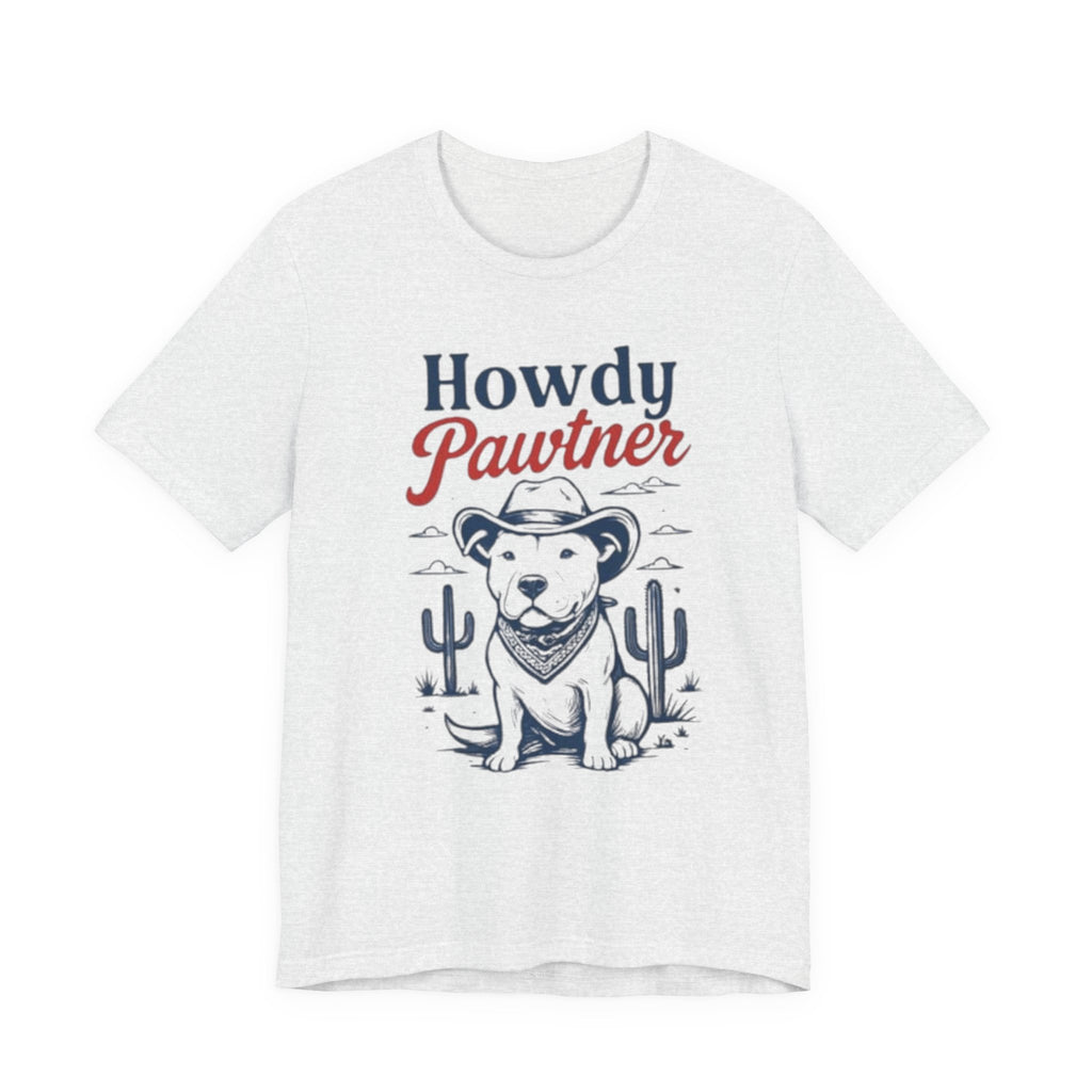 Howdy Pawtner Dog Cowboy Tee | Pit bull tee,Western Cactus Puppy Illustration