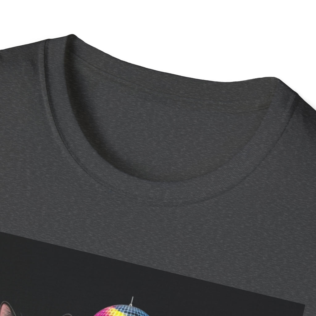 Skater Cat tee,I Am Wonder Mike Cat T-Shirt | Disco Dance Floor, Retro Rainbow Moon