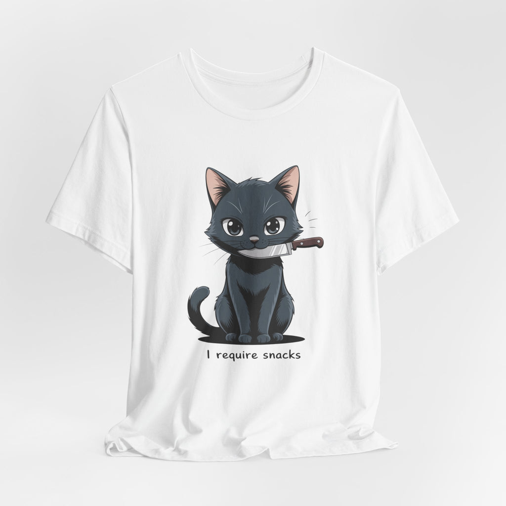 Cute Cat Snack Time Tee, Unisex Cartoon T-Shirt, Pet Lover Gift, Animal Lover Apparel, Funny Cat Shirt, Gift for Cat Owners