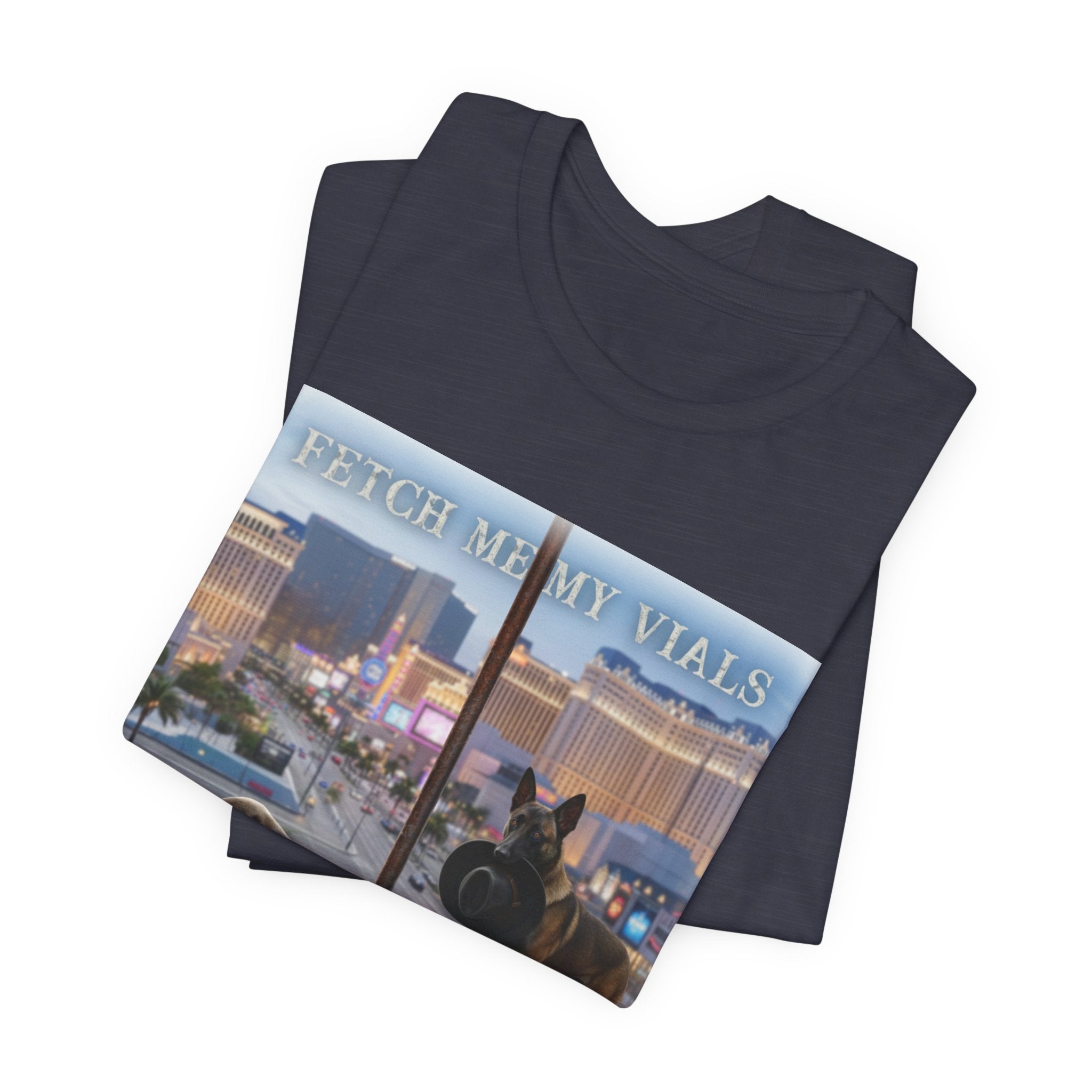 Fetch me my vials, Fallout Tee, Street Scene Graphic Tee — "Fetch Me My Vials" Retro Vegas Art Shirt
