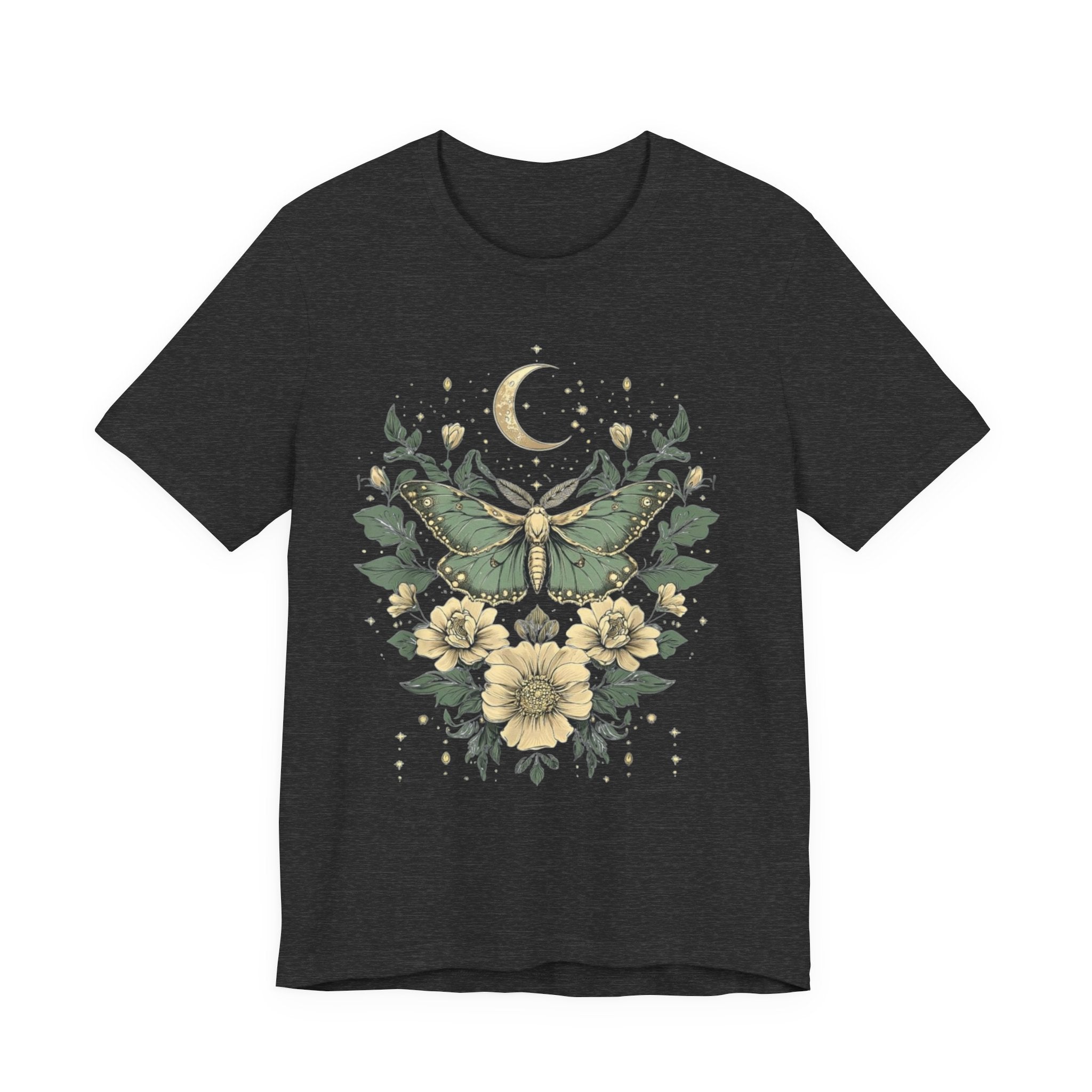 Cottage Core Moth Moon Phases Tee, Goblin Aesthetic Shirt, Unisex Nature T-Shirt, Witchy Boho Top, Lunar Celestial Clothing