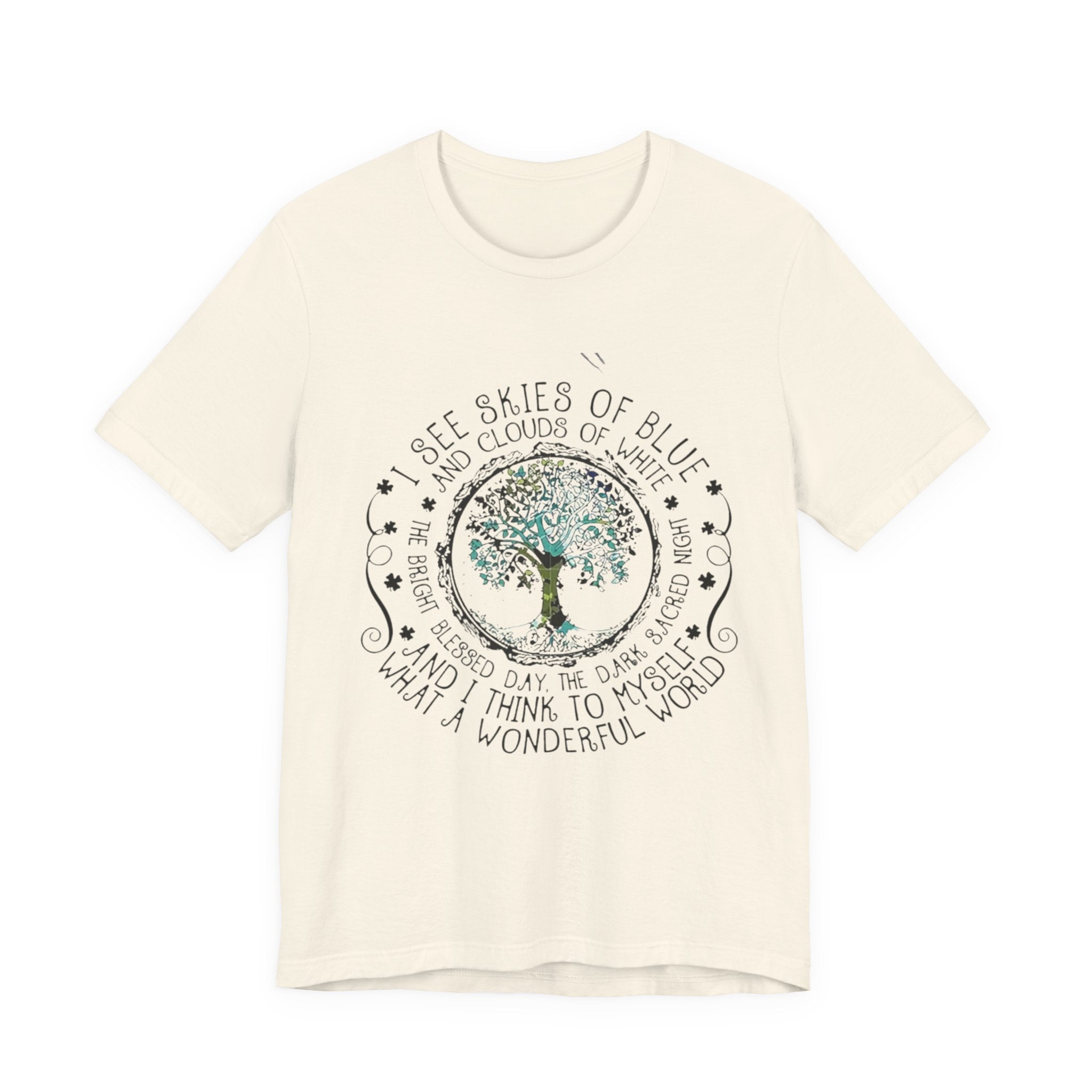Vintage Inspirational Tee, Unisex Jersey T-Shirt, Nature Lover Gift, Skies of Blue Design, Positive Quote Shirt, Eco-Friendly Apparel