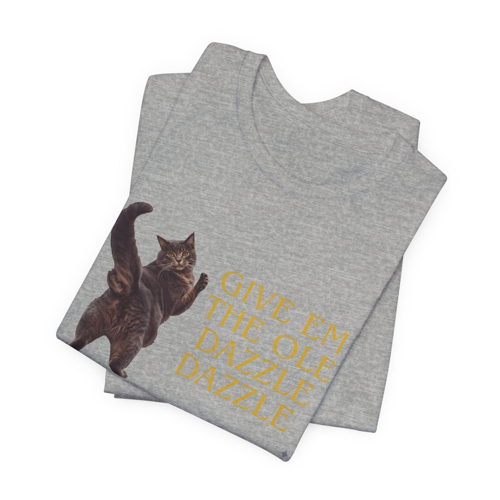 Give 'Em the Ole Dazzle Dazzle Cat T-Shirt | Retro Cat Illustration
