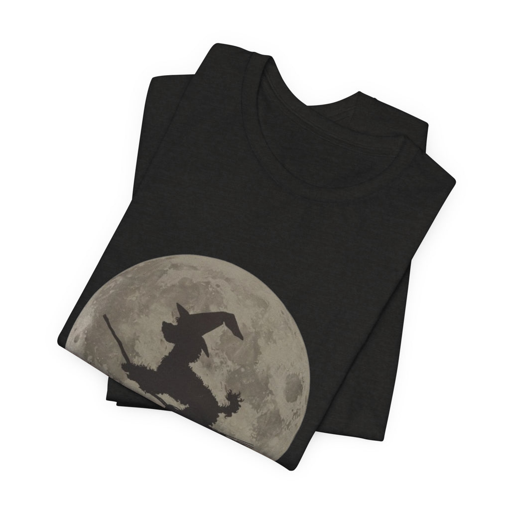 Poodle tee, Witchy Moon Graphic Tee, Spooky Halloween Shirt, Unisex Tee for Fall, Witch Costume Top, Magical Gift for Her