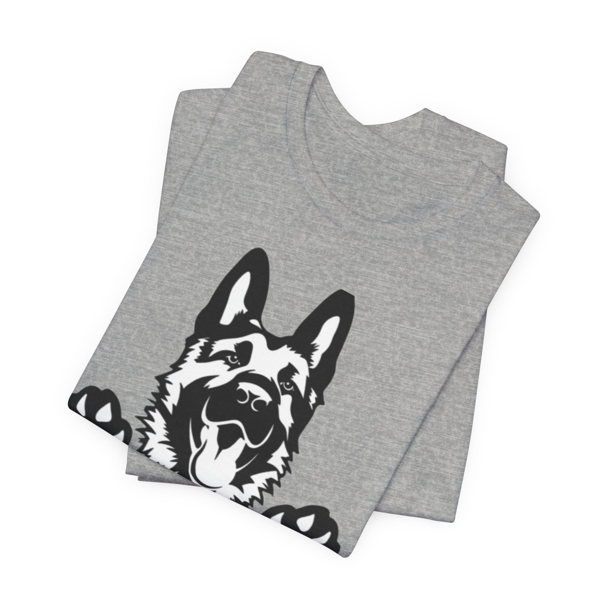 German Shepherd Peeking T-Shirt — Dog Lover Paw Print Tee