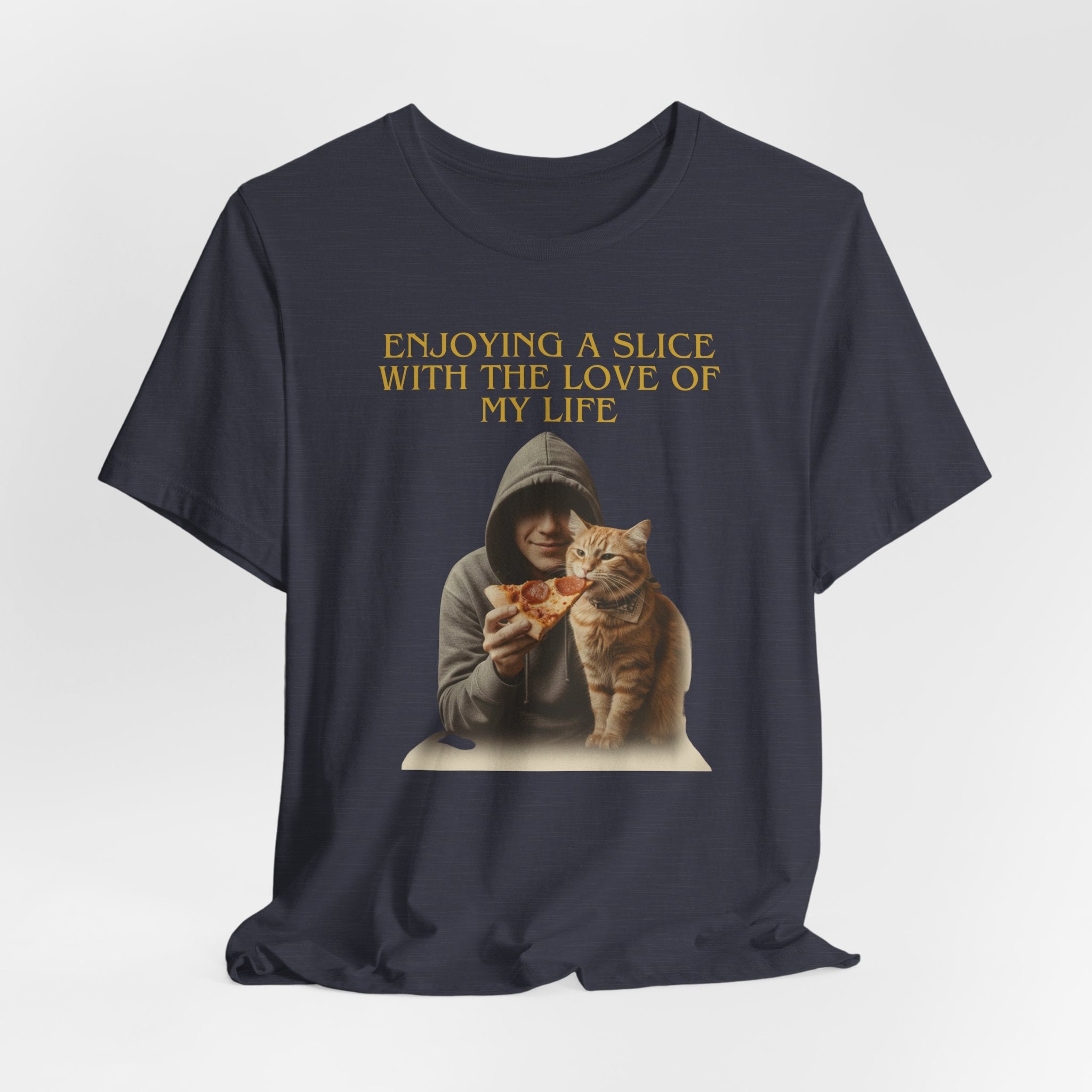 Enjoying a Slice With the Love of My Life T-Shirt | Cat Pizza Tee
