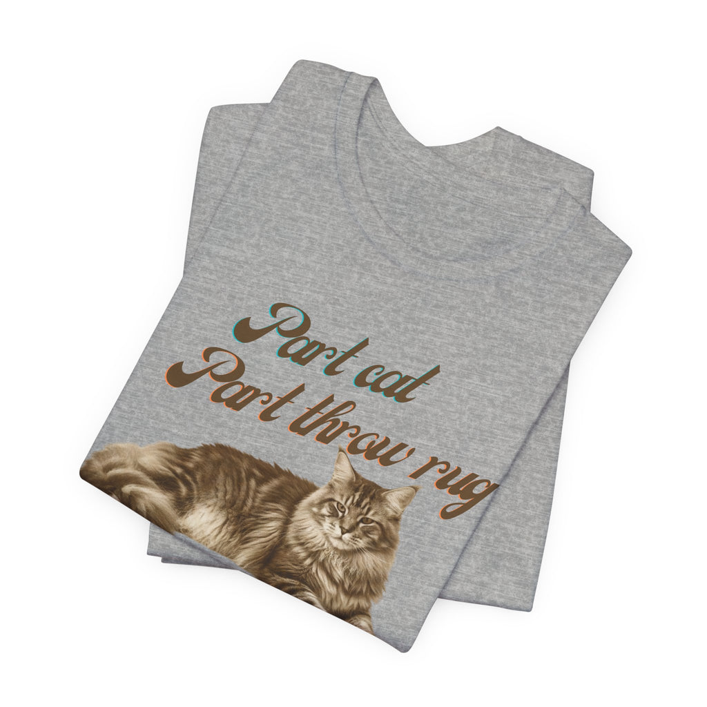 Maine Coon Cat T-Shirt | Vintage Maine Coon Cat Illustration, Part Cat Part throw rug