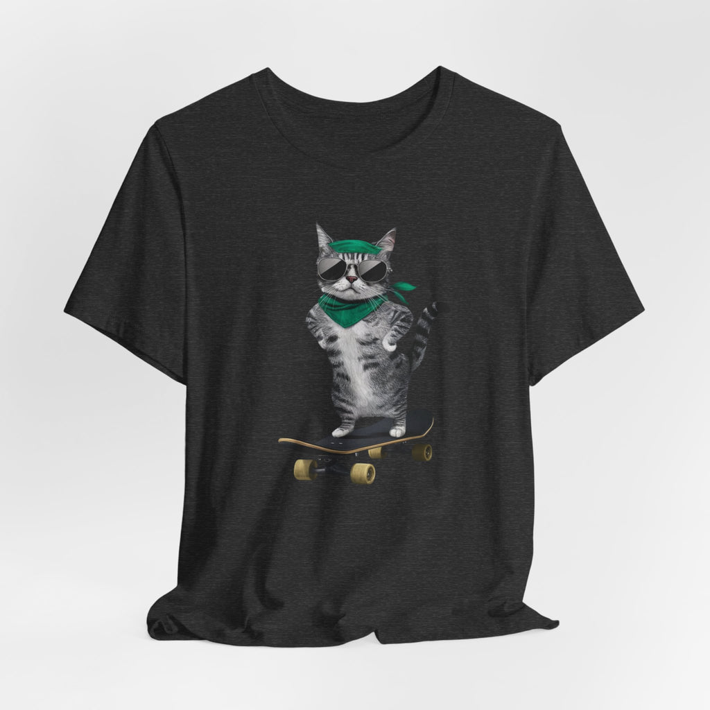 Skateboarding Cat Tee | Cool Cat on Skateboard Shirt