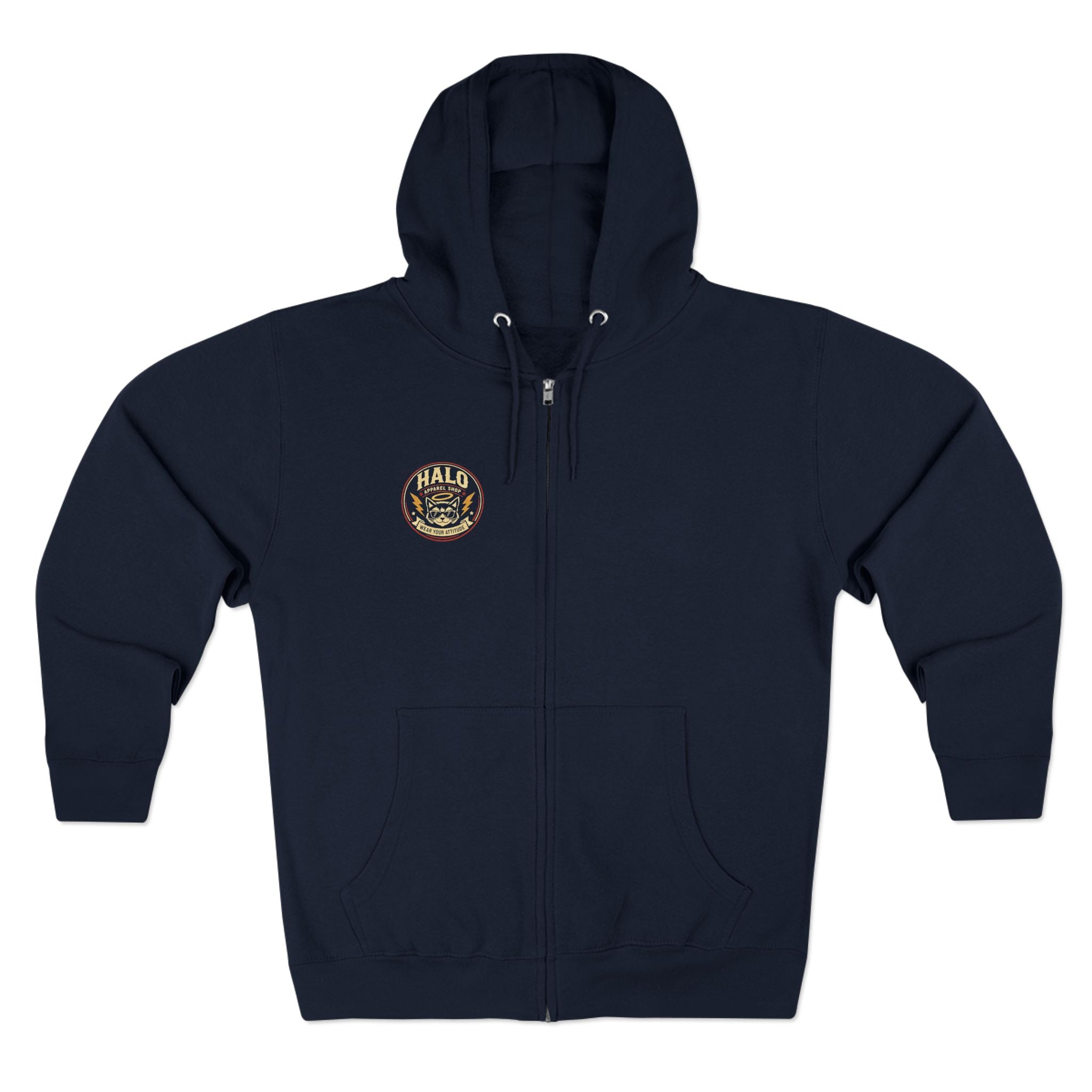 Halo Apparel Co. Vintage Cat Logo Zip Hoodie