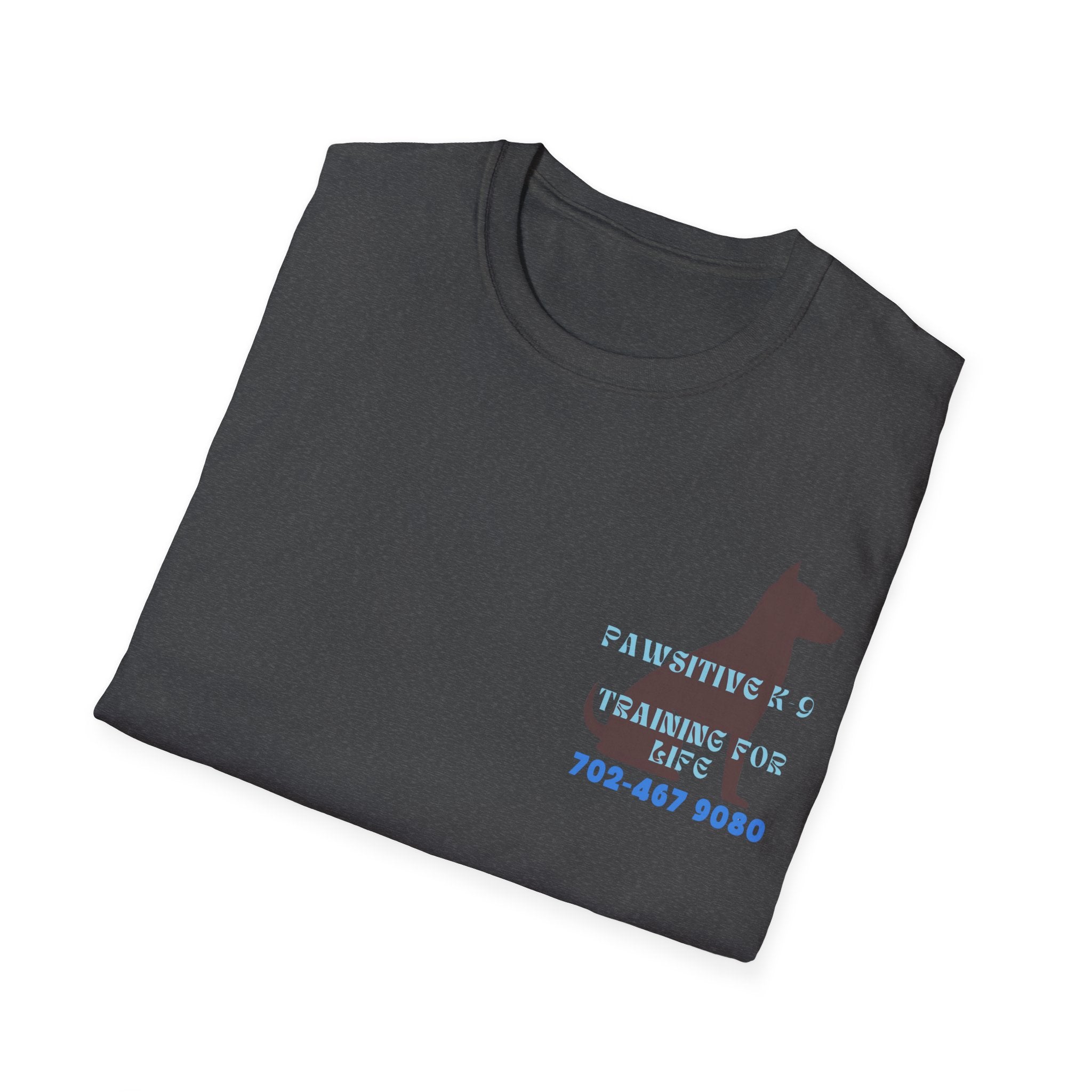 Dog Training T-Shirt — "Pawsitive K-9 Training for Real" with Contact Number, Personalized shirt