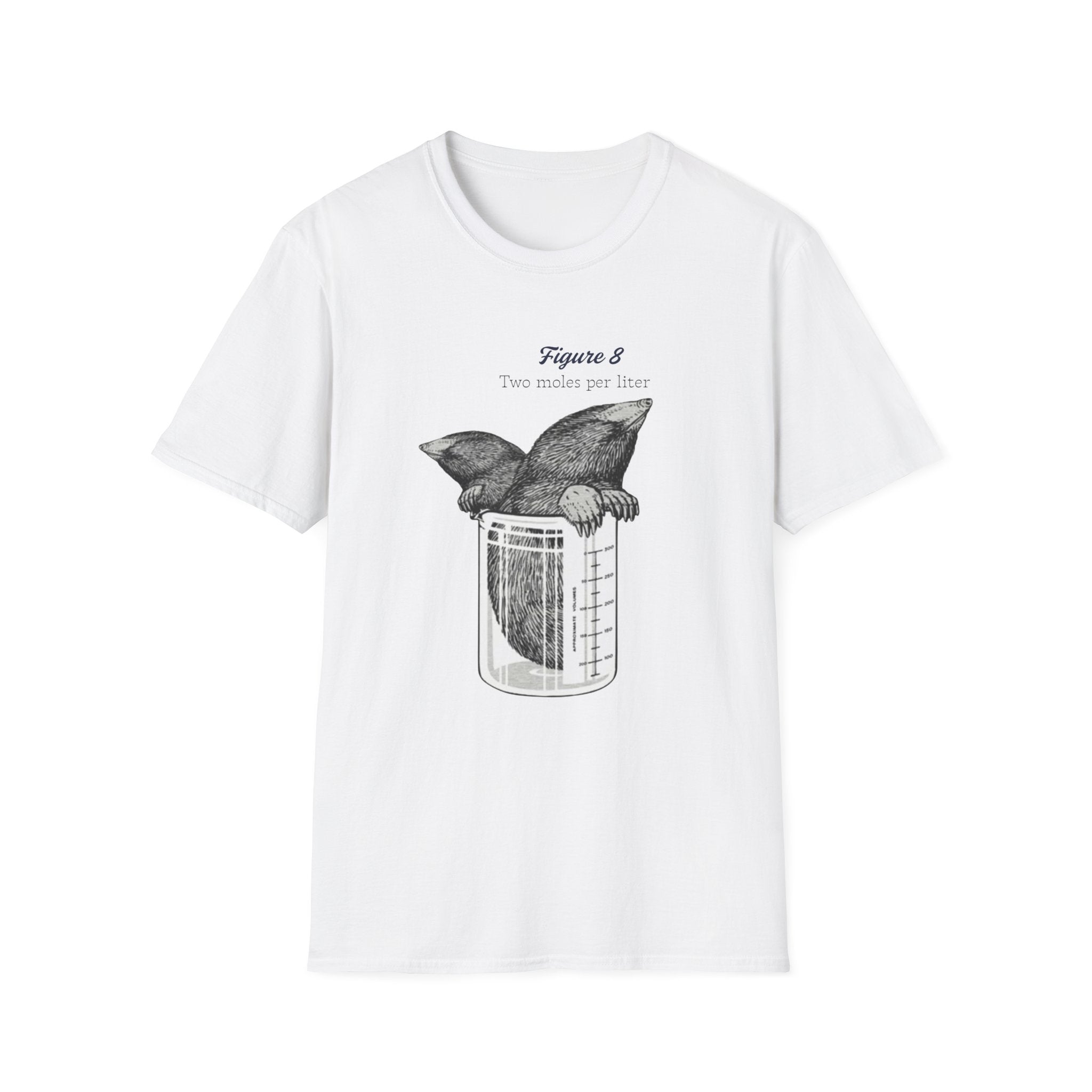 Two Moles per liter tee, Mole Illustration in Beaker T-Shirt | Vintage Science Sketch