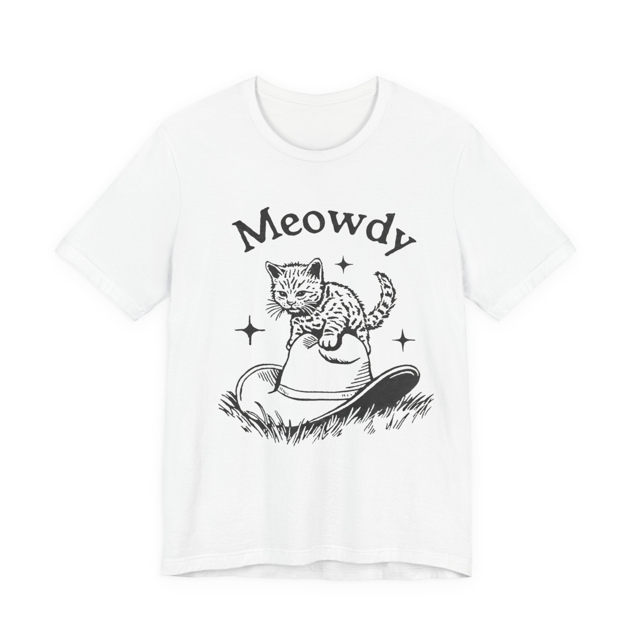 Cute Cat Meowdy Tee, Unisex Short Sleeve T-Shirt, Gift for Cat Lovers, Pet Owner Fashion, Funny Cat Humor, Comfortable Everyday Wear