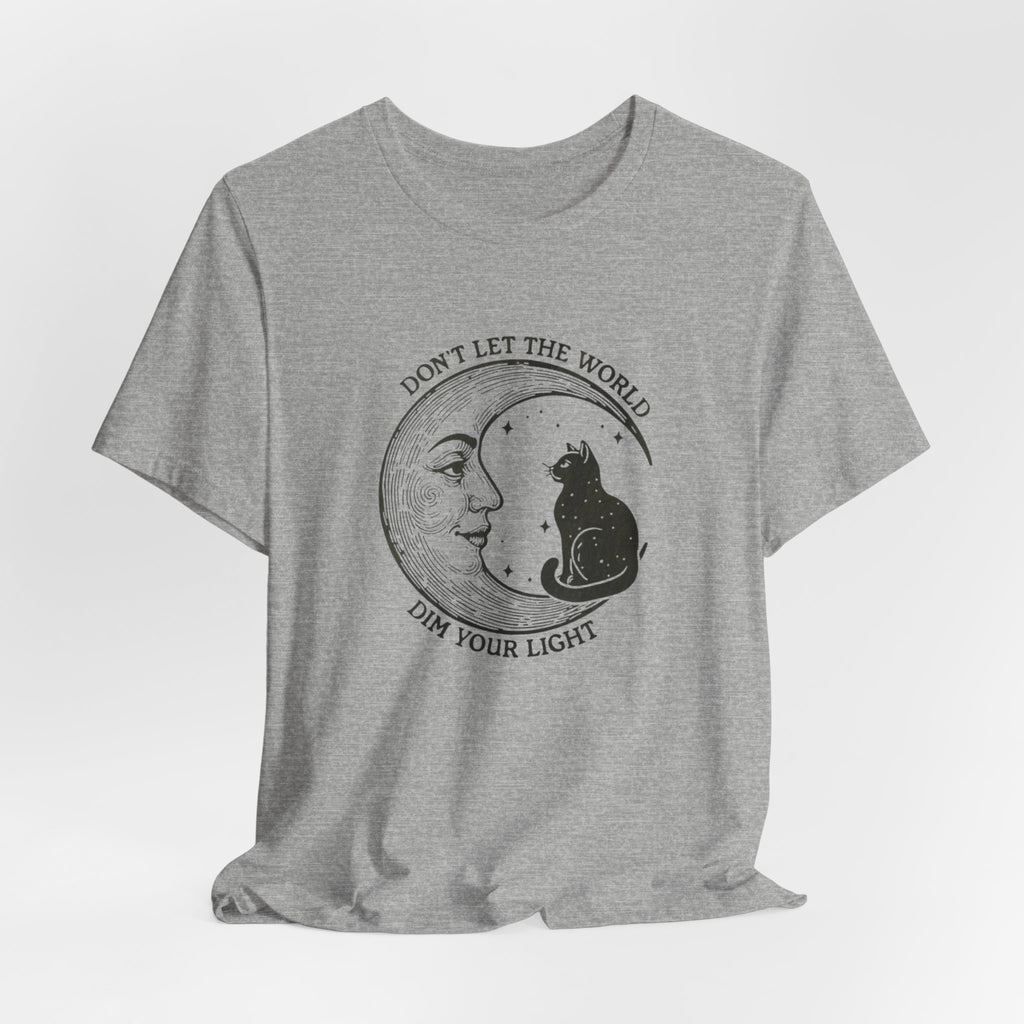 Celestial Cat Tee with Inspirational Quote, Unisex Tee, Moon and Cat Shirt, Witchy Apparel, Gift for Cat Lovers