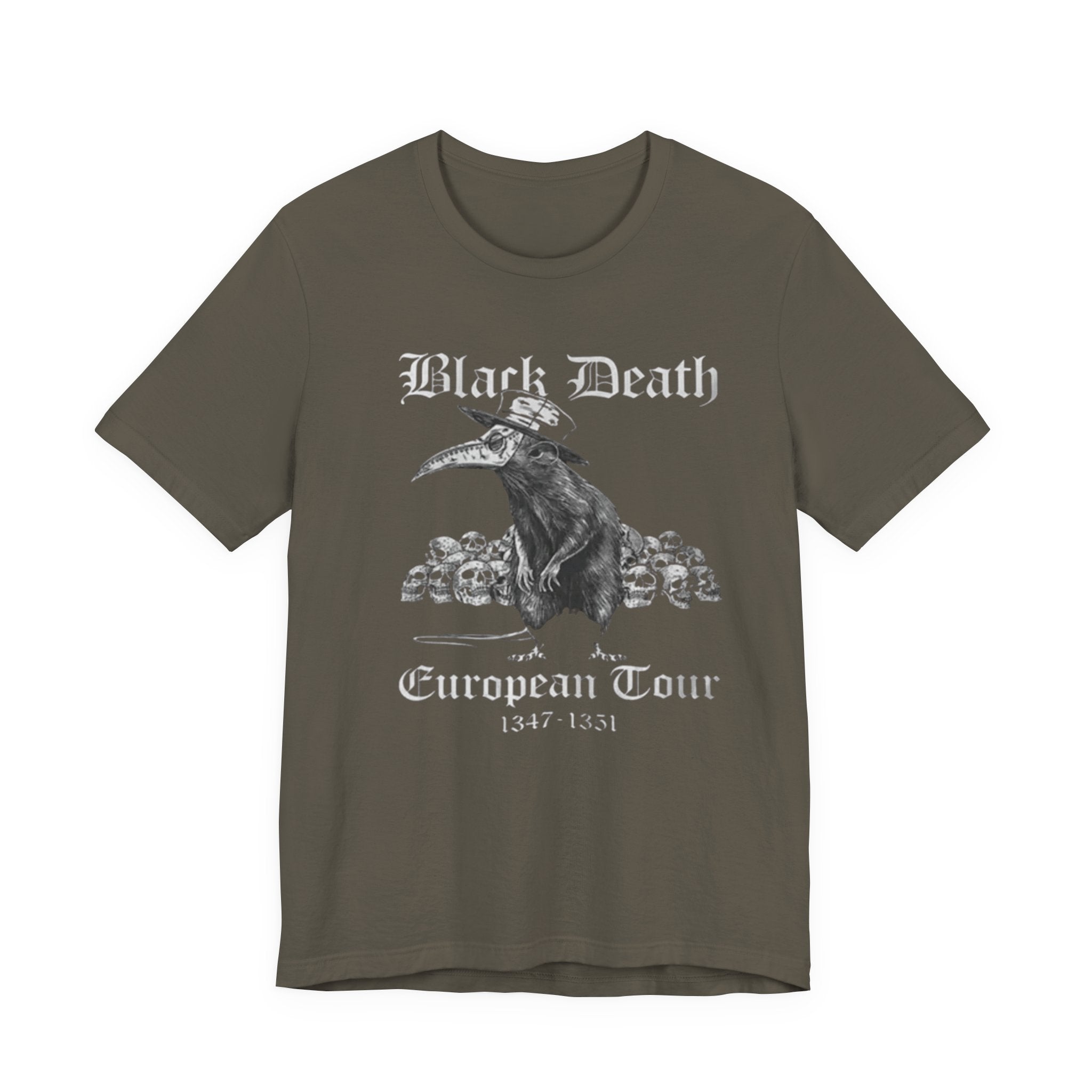 Black Death Plague Doctor crow European Tour T-Shirt | 1347-1351 gothic tee