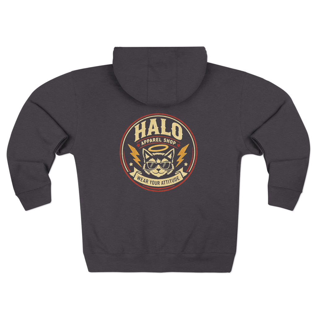 Halo Apparel Co. Vintage Cat Logo Zip Hoodie