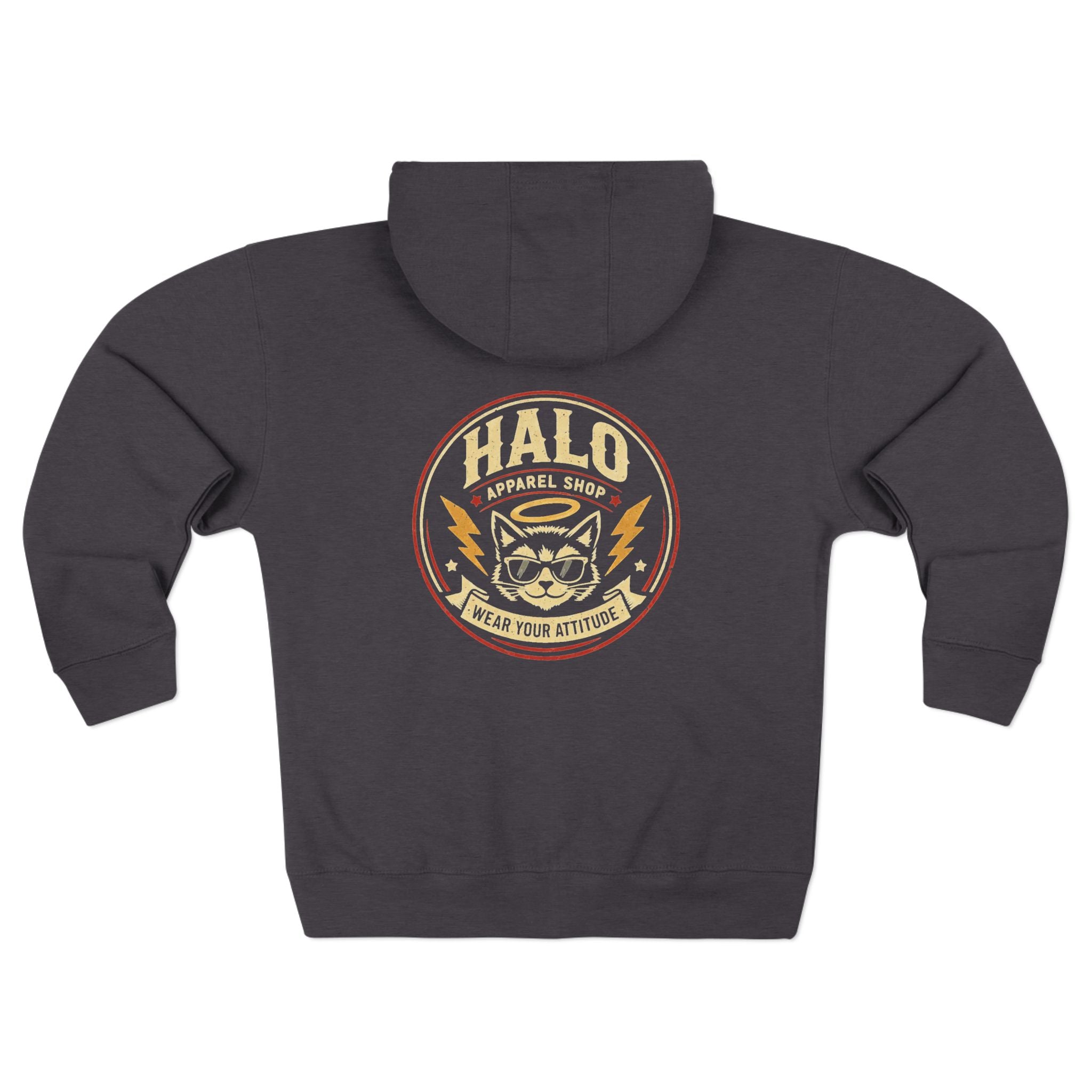 Halo Apparel Co. Vintage Cat Logo Zip Hoodie