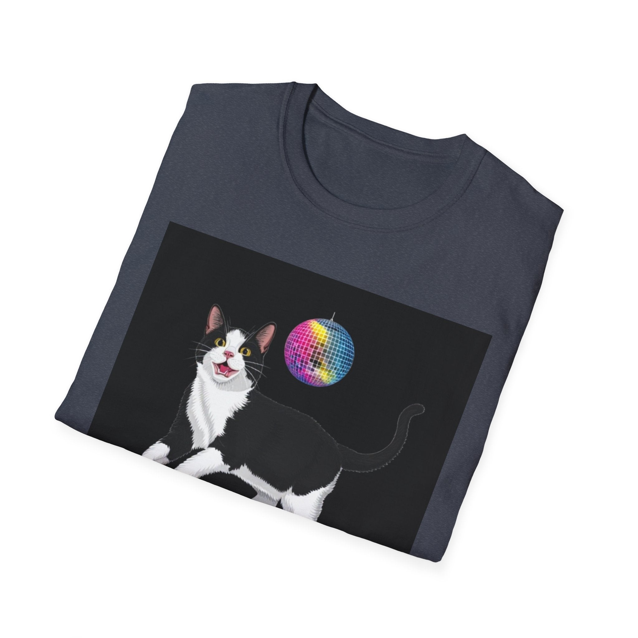 Skater Cat tee,I Am Wonder Mike Cat T-Shirt | Disco Dance Floor, Retro Rainbow Moon