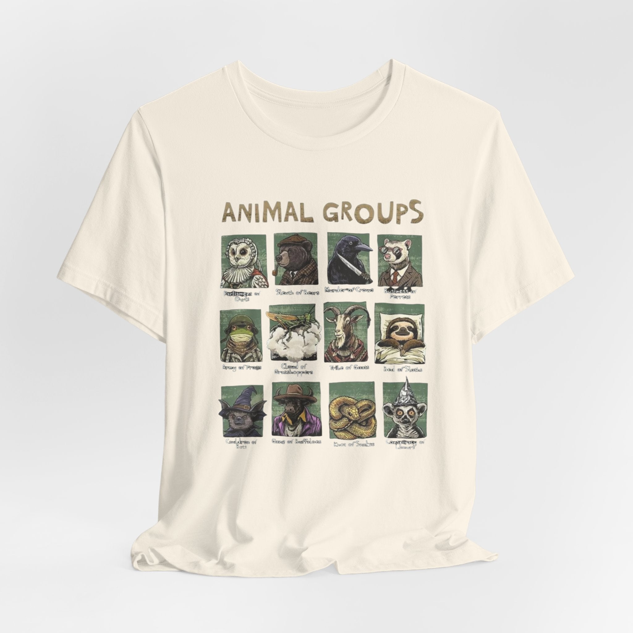 Animal Groups tee | Vintage animal illustrations grid