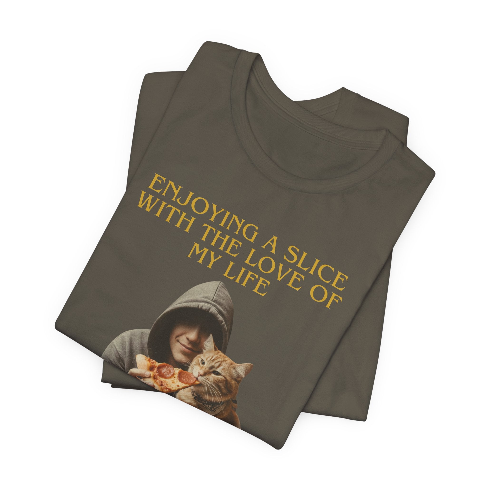 Enjoying a Slice With the Love of My Life T-Shirt | Cat Pizza Tee